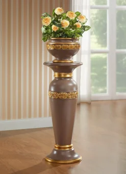 BADER Säule mit Übertopf aus italienischer Keramik