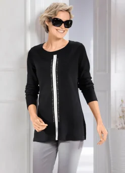 Damen BADER Sweatshirt mit kontrastfarbenem Zierband