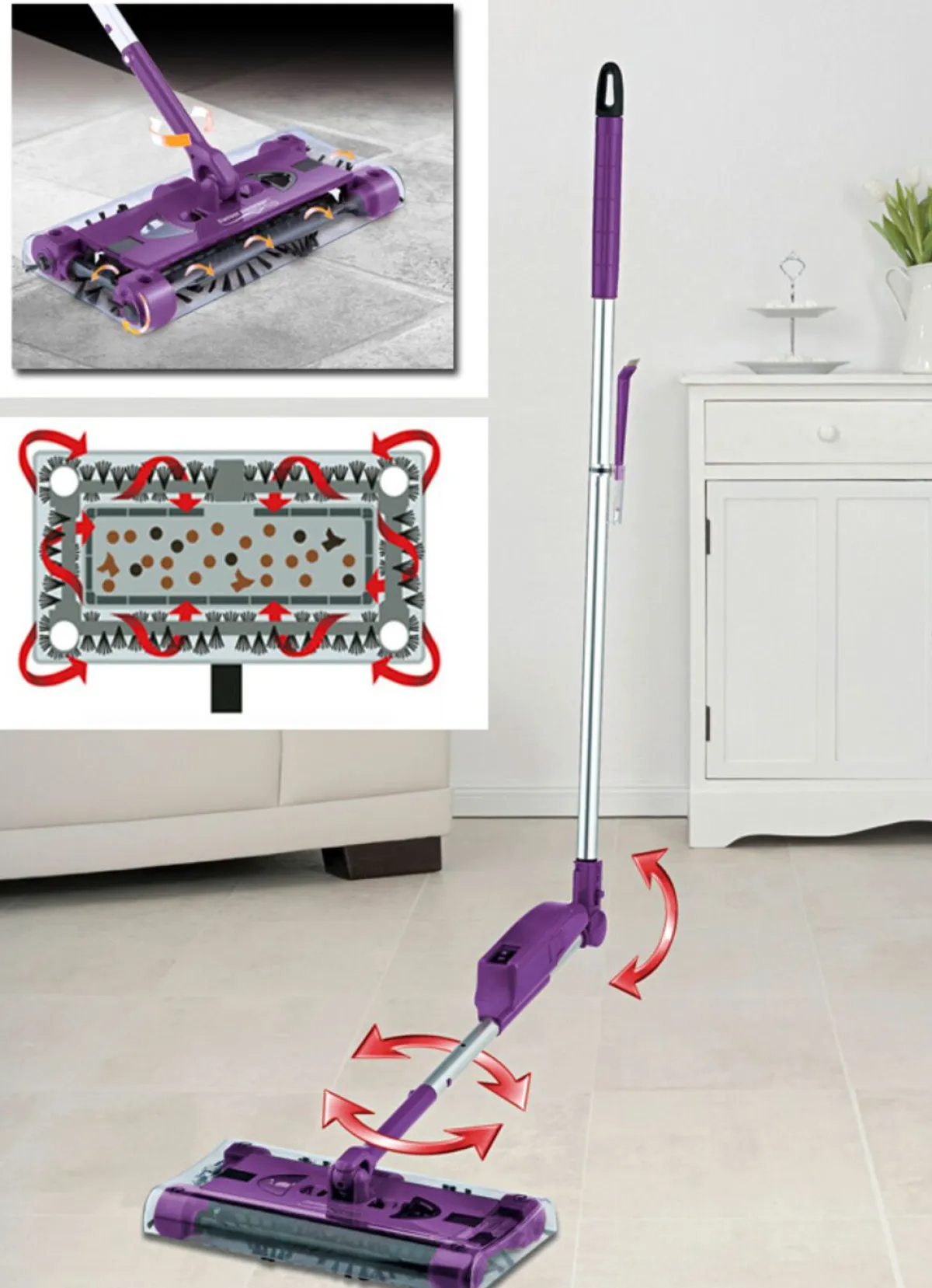 BADER Swivel Sweeper – kabelloser Akku-Besen