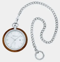 Damen WAIDZEIT Taschenuhr mit Walnuss und Edelstahl Gehäuse