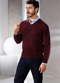 Herren BADER Unifarbener V-Pullover in 4 Farben