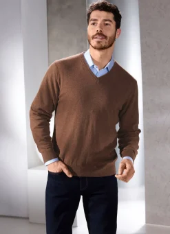 Herren BADER Unifarbener V-Pullover in 4 Farben