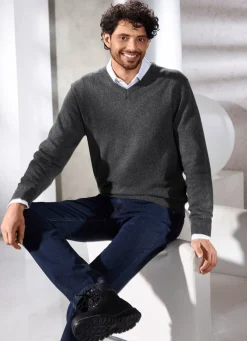 Herren BADER Unifarbener V-Pullover in 4 Farben