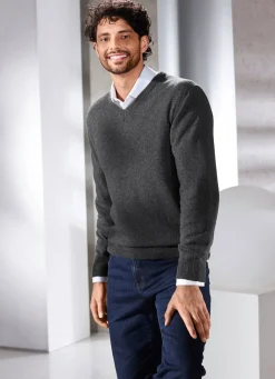 Herren BADER Unifarbener V-Pullover in 4 Farben