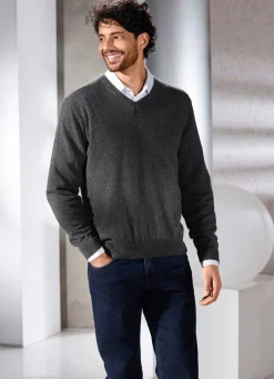 Herren BADER Unifarbener V-Pullover in 4 Farben