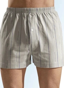 Herren BADER Viererpack Boxershorts, mit Eingriff, uni gestreift