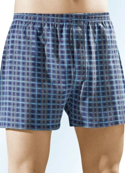 Herren BADER Viererpack Boxershorts mit Eingriff, bunt kariert