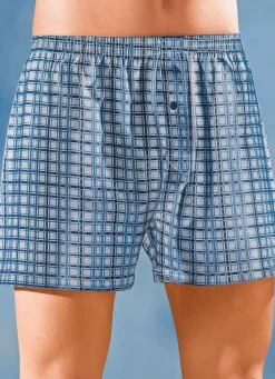 Herren BADER Viererpack Boxershorts mit Eingriff, bunt kariert