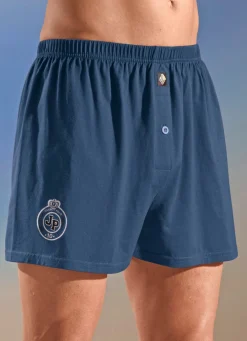 Herren BADER Viererpack Boxershorts, uni mit Druckmotiv