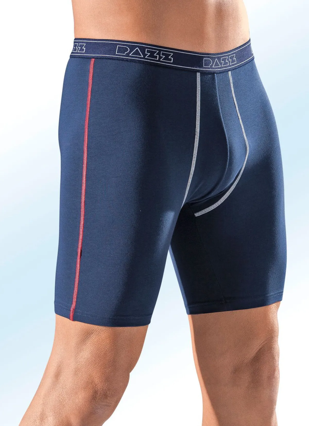 Herren BADER Viererpack Longpants, uni mit Kontrastnähten