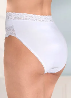 Damen BADER Viererpack Slips mit elastischer Spitze