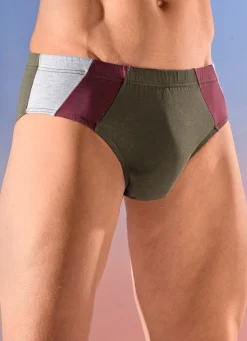 Herren BADER Viererpack Slips mit farbigen Einsätzen