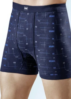 Herren BADER Viererpack Unterhosen aus Feinripp mit Eingriff, bunt dessiniert