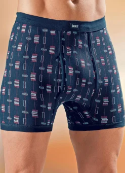 Herren BADER Viererpack Unterhosen mit paspeliertem Eingriff, allover dessiniert