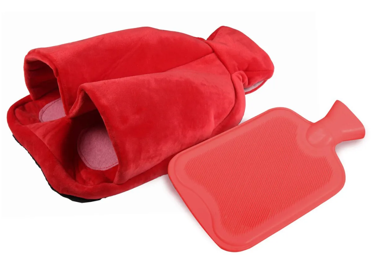 BADER Vital Comfort Fuß-Wärmflasche mit sanftem Fleece-Bezug