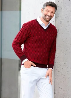 Herren BADER V-Pullover mit markantem Halsausschnitt in 3 Farben