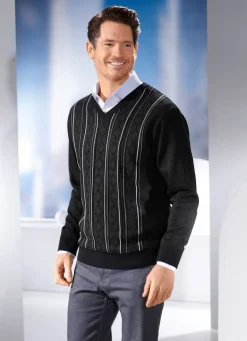 Herren BADER V-Pullover mit Strukturdessin in 3 Farben