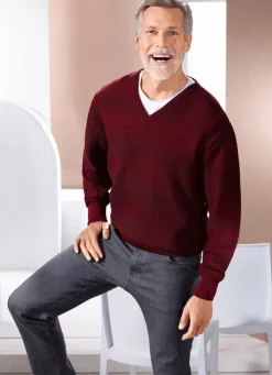 Herren BADER V-Pullover mit Strukturdessin in 3 Farben