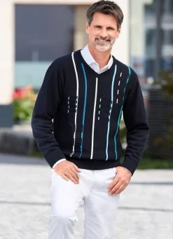 Herren BADER V-Pullover mit Strukturdessin