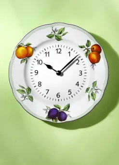 BADER Wanduhr aus Keramik, mit Obstdekor