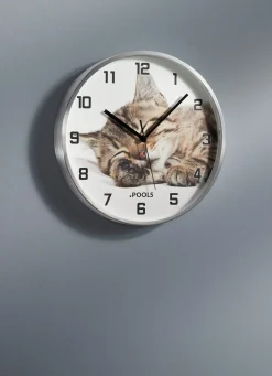 BADER Wanduhr Katze mit Aluminium-Gehäuse