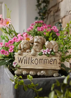 BADER Willkommen mit Hunde,- oder Katzen aus Polyresin