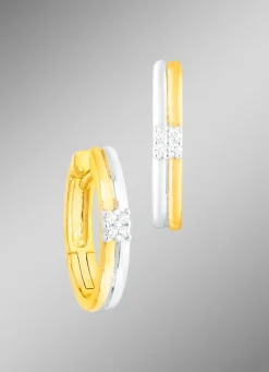 Damen BADER Zeitlose Creolen in Bicolor mit Brillanten