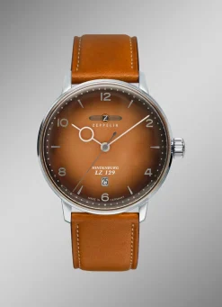 Herren ZEPPELIN -Quartz-Herrenuhr mit Edelstahlgehäuse und Lederband