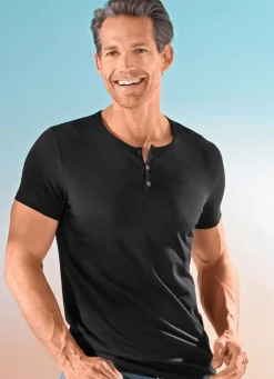 Herren BADER Zweierpack Shirts mit kurzer Knopfleiste
