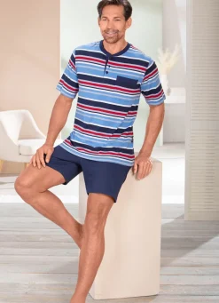 Herren BADER Zweierpack Shortys mit Knopfleiste und Ringeldessin
